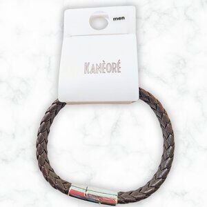 NWT Kanèoré Men's Dark Brown Braided Cord Cuff Bracelet